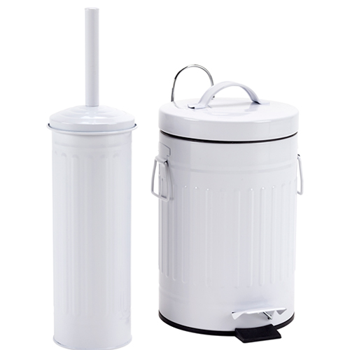 Indoor stainless steel pedal bin set